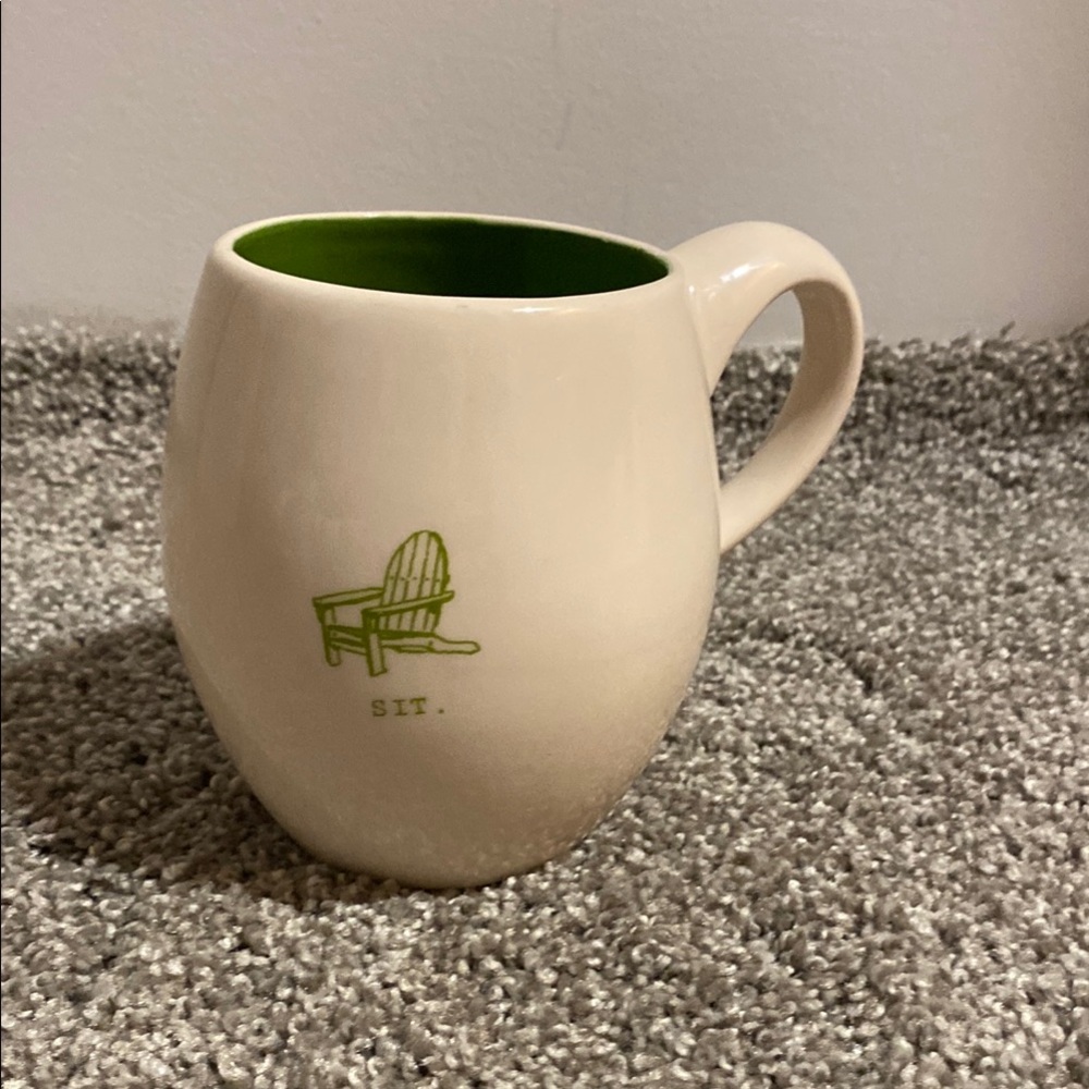 Cream and Green Mug